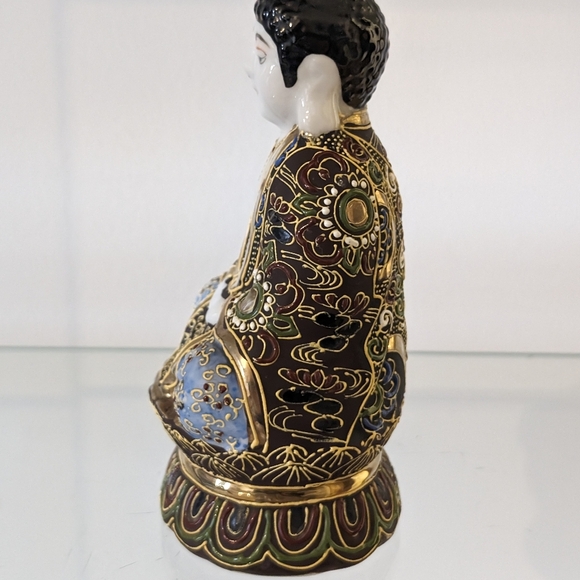 Antique Japanese  Rokusan Porcelain Moriage Buddha Figurine - Picture 6 of 7